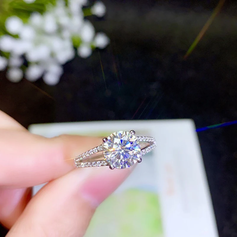 BOEYCJR 925 серебро 0,5/1ct/2ct F цвет Moissanite VVS обручальное свадебное кольцо с бриллиантом с национальным сертификатом для женщин