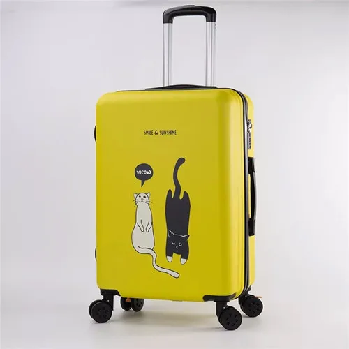 KLQDZMS 2" 22" 2" 26 дюймов милый мультфильм прокатки багаж Спиннер высокого качества брендовые дорожные сумки девушка/мальчик каюта чемодан на колесах - Цвет: yellow