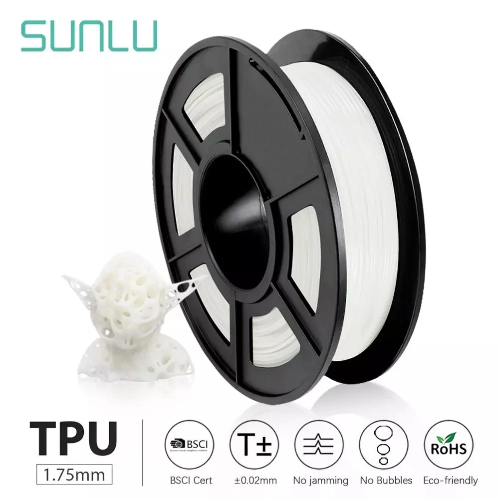 SUNLU ТПУ 3D Принтер Нити Гибкая нить 1 75 мм 0 5 кг/рулон 95A Твердость по Шору хорошо для