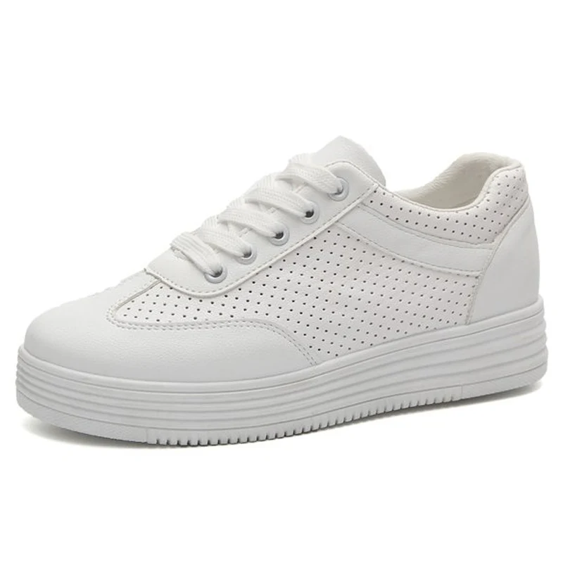 Sapato feminino; женская обувь для тенниса; Tenis Blancos; износостойкая резиновая обувь для бега; женская кожаная обувь на плоской подошве; женская спортивная обувь; 7 - Цвет: Белый