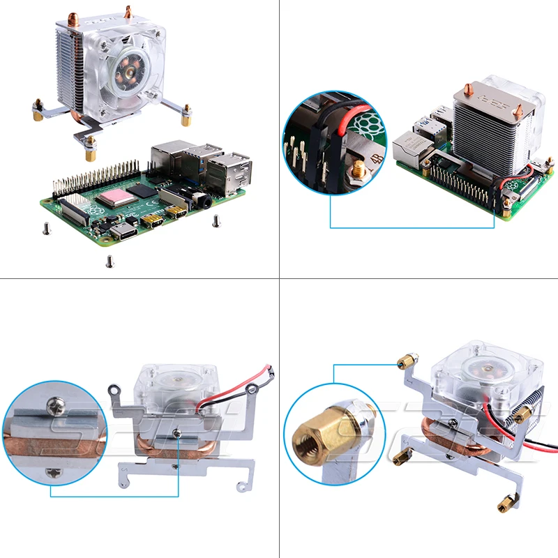 Torre de Gelo Dissipação de Calor Case para Raspberry Luz + Acrílico Raspberry Ventilador Refrigeração Super 7 Cores Suporte 4 - 3b 52pi pi 4b - Imagem 5