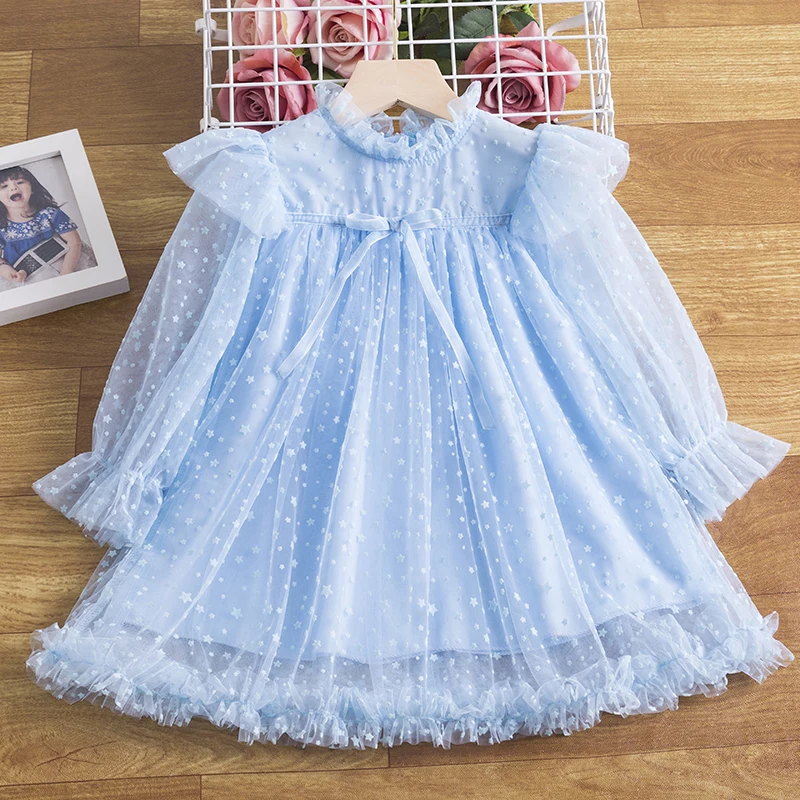 Autumn/Winter Warm Girls Long Sleeve Tulle Tutu Clothes Flower Girl Dress For Weddings Fancy Child Christmas Role-Play Costumes | Детская