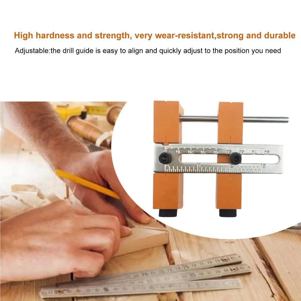 

Adjustable Double Pocket Woodworking Hole Jig Kit Doweling Drilling Jig Punch Locator Woodworking Drill Guide Tool
