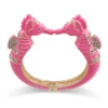 New Arrivals Fashion Statement Enamel Bangle Cuff Bracelet for Women Gold Plated Inlaid Rhinestones Sea Horse Bracelet Pulseira 3