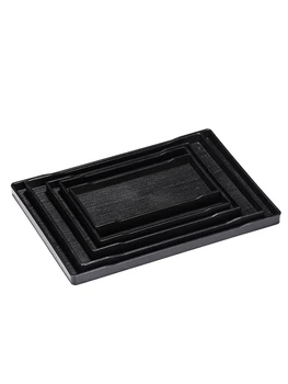 

Black rectangular solid wood tray hotel supplies wooden tea tray dinner plate wooden plate flat plate cup tray WY5