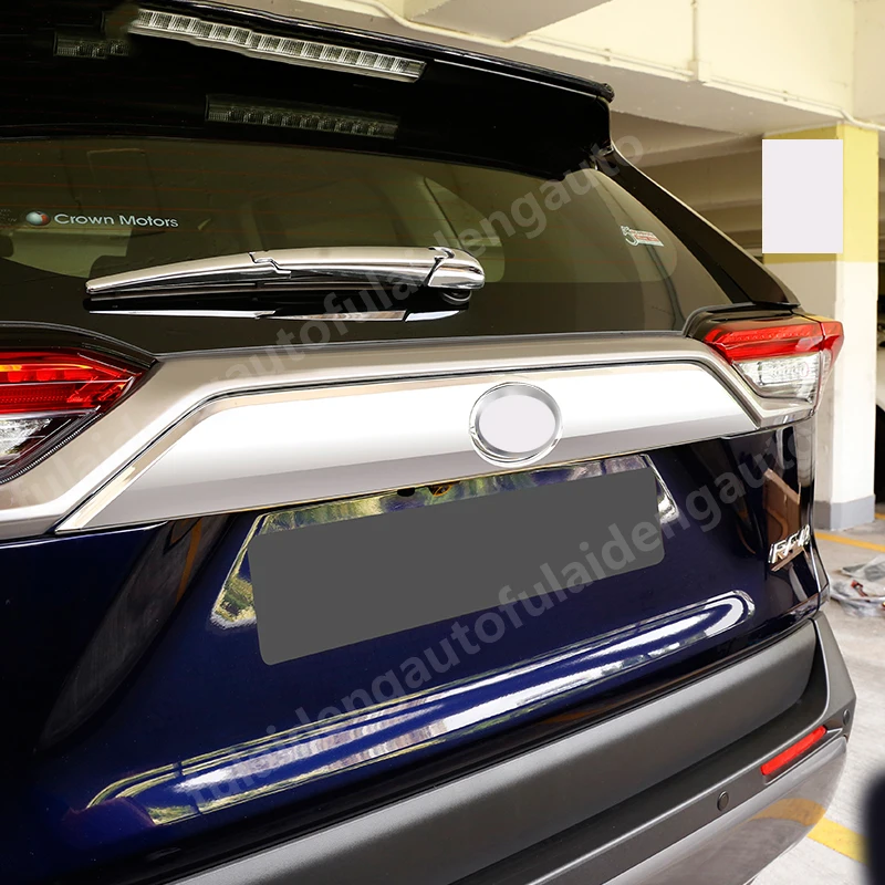 1 шт для Toyota RAV4- углеродного волокна ABS хромирование, задняя часть автомобиля багажник крышка-накладка, отделка, накладка, авто стиль, аксессуары