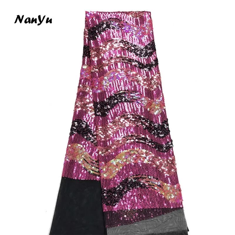 NanYu нигерийские кружевные ткани роскошная кружевная ткань с чистая ткань с блестками для свадебного платья - Цвет: color 1