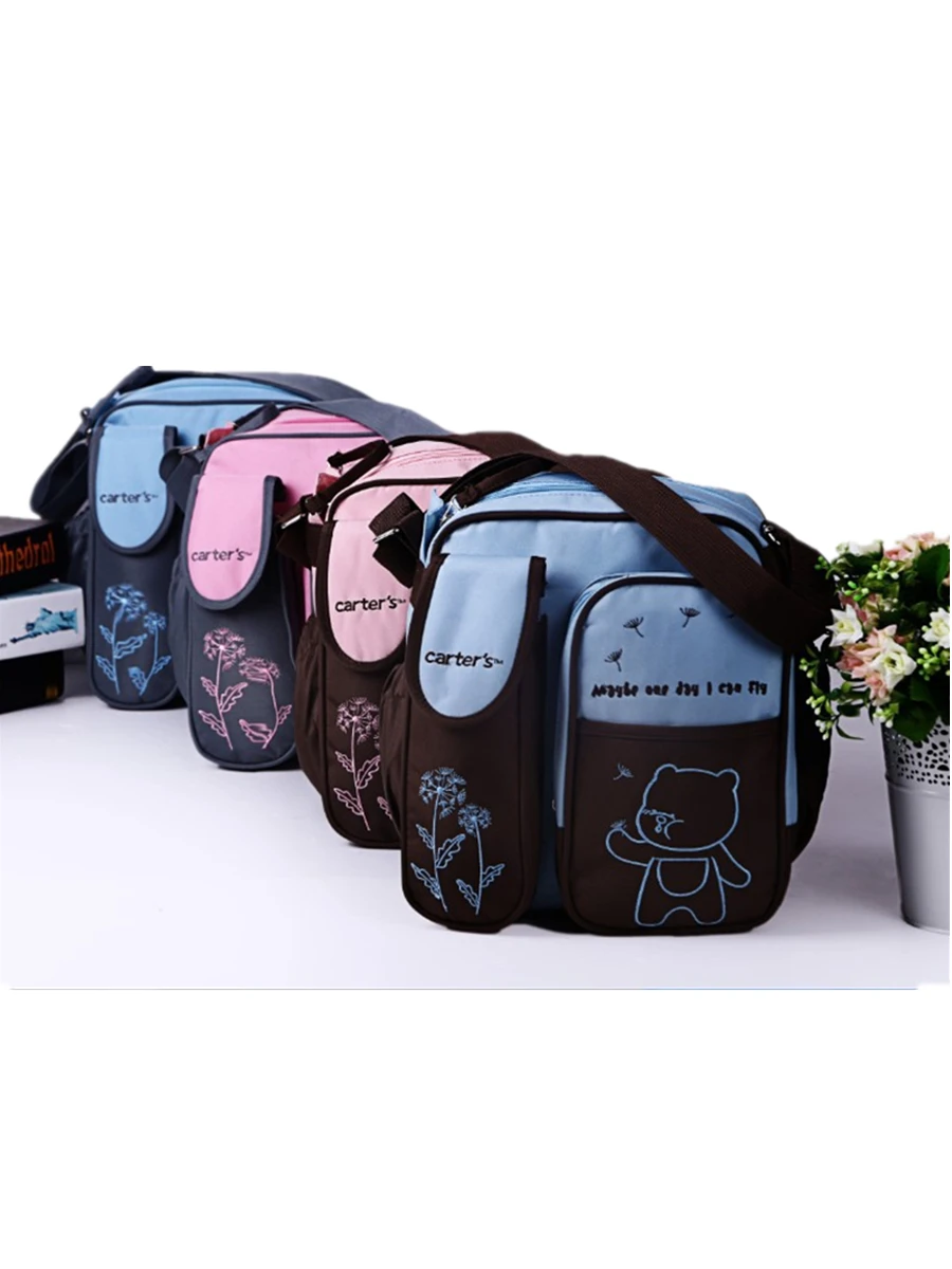 

Large-Capacity Mummy Bag Diaper Bag Travel Zipper Pregnant Women Package Diaper Wet Multi-Function Bear Pattern Baby Care