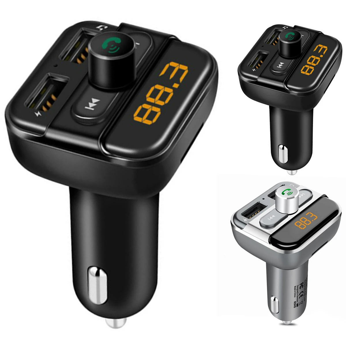 Автомобильный Bluetooth Беспроводной Hands-free FM передатчик Комплект MP3 Dual USB светодиодный дисплей Зарядное устройство Универсальный для детей возрастом от 12 V-24 V автомобилей грузовых автомобилей