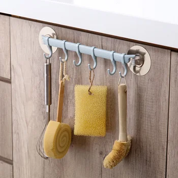 

Strong Corner Wall Adhesive Hook Kitchen Wall Cabinet Hook Bathroom Storage Strong Sticky 6 Hooks Wall Rails Towel Rack Rack