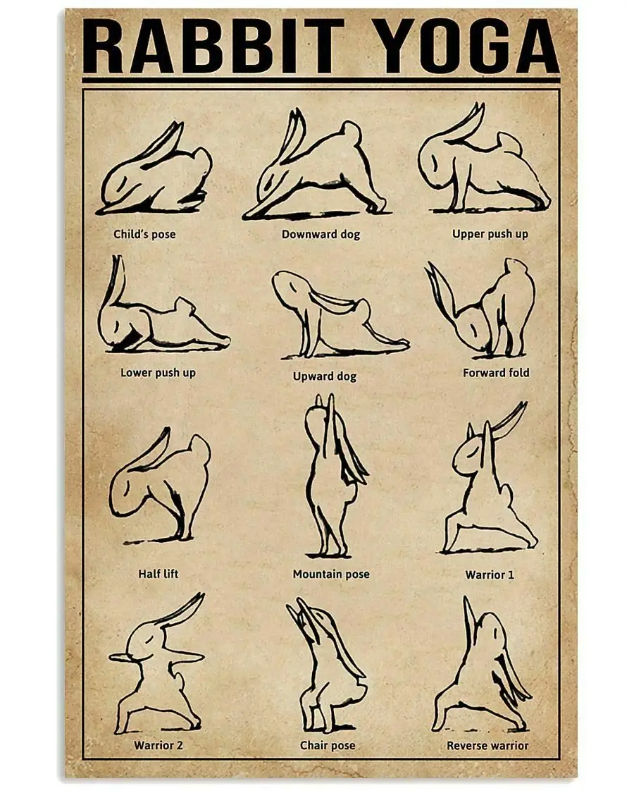 

Rabbit Yoga Metal Sign Garage Street Cafe Bar Club Kitchen Wall Decoration Retro Metal Tin SignBest Gift for Family and Friends
