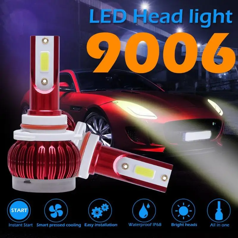 1 пара светодиодный автомобильный автомобильные лампы для фар 48W 12000LM 6000K DOB Автомобильные фары лампы IP68 для 9005/9006/H1/H3/H4/H7/H11