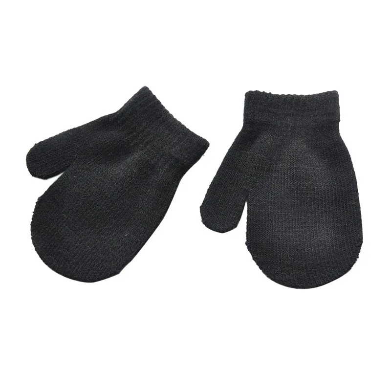 От 2 до 6 лет, Детские утепленные перчатки из кораллового флиса, зимние теплые детские плюшевые меховые варежки, мягкие теплые перчатки для мальчиков и девочек - Цвет: Черный