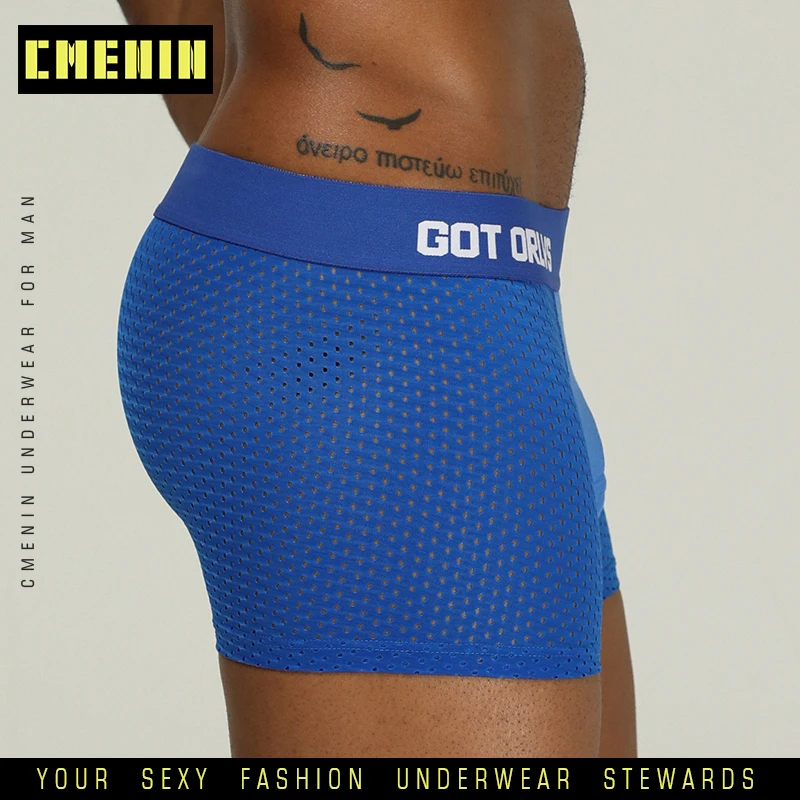 ORLVS Mesh мужские трусы боксеры Homme Мужское нижнее белье Соблазнительные Hombre