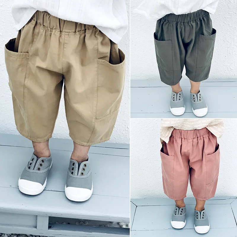 2019 summer children's clothing baby child 7 pants knee length casual capris pants trousers boys