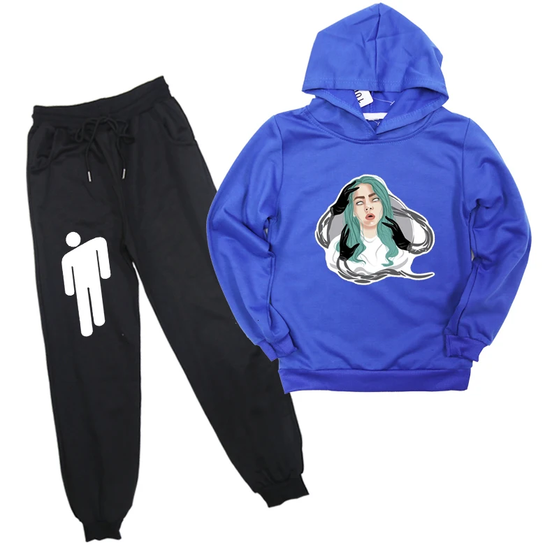 2 шт./компл. Billie Eilish спортивный костюм мужские повседневные толстовки брюки Ropa Hombre спортивные рубашки костюмы уличная одежда для подростка спортивная одежда