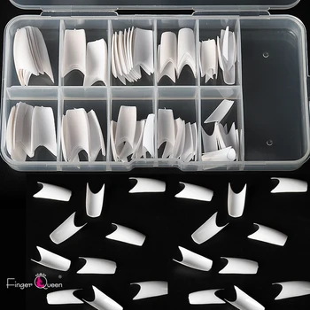 

100pcs Ballerina Nail Tips French Coffin Fake Nails Half Cover Nails Clear/Natural Flat Shape Nails False Nails