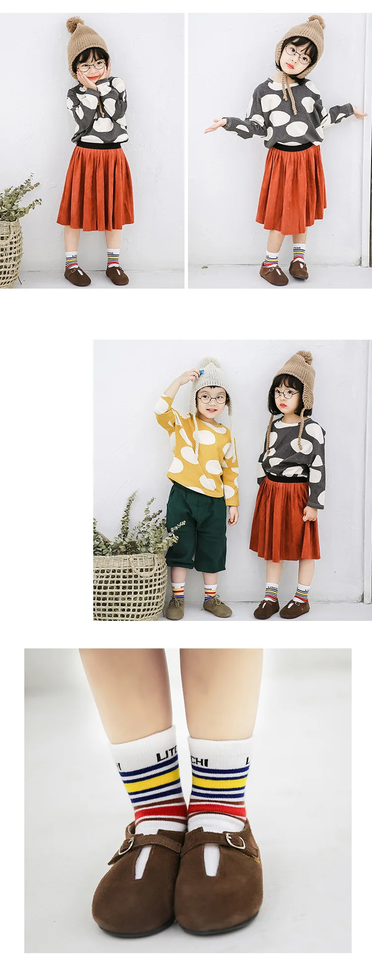 CHILDREN'S Socks Versatile Children's Socks Autumn New Style Multi-color Stripe Men And Women Cotton Short Socks