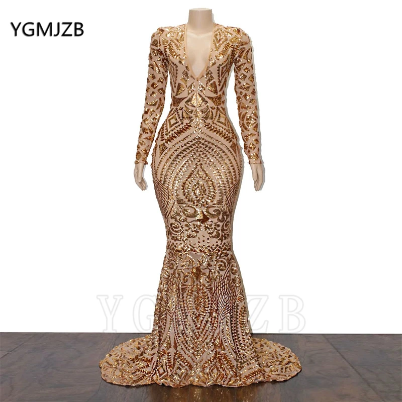 Gold Prom Dresses 2020 Mermaid Long ...