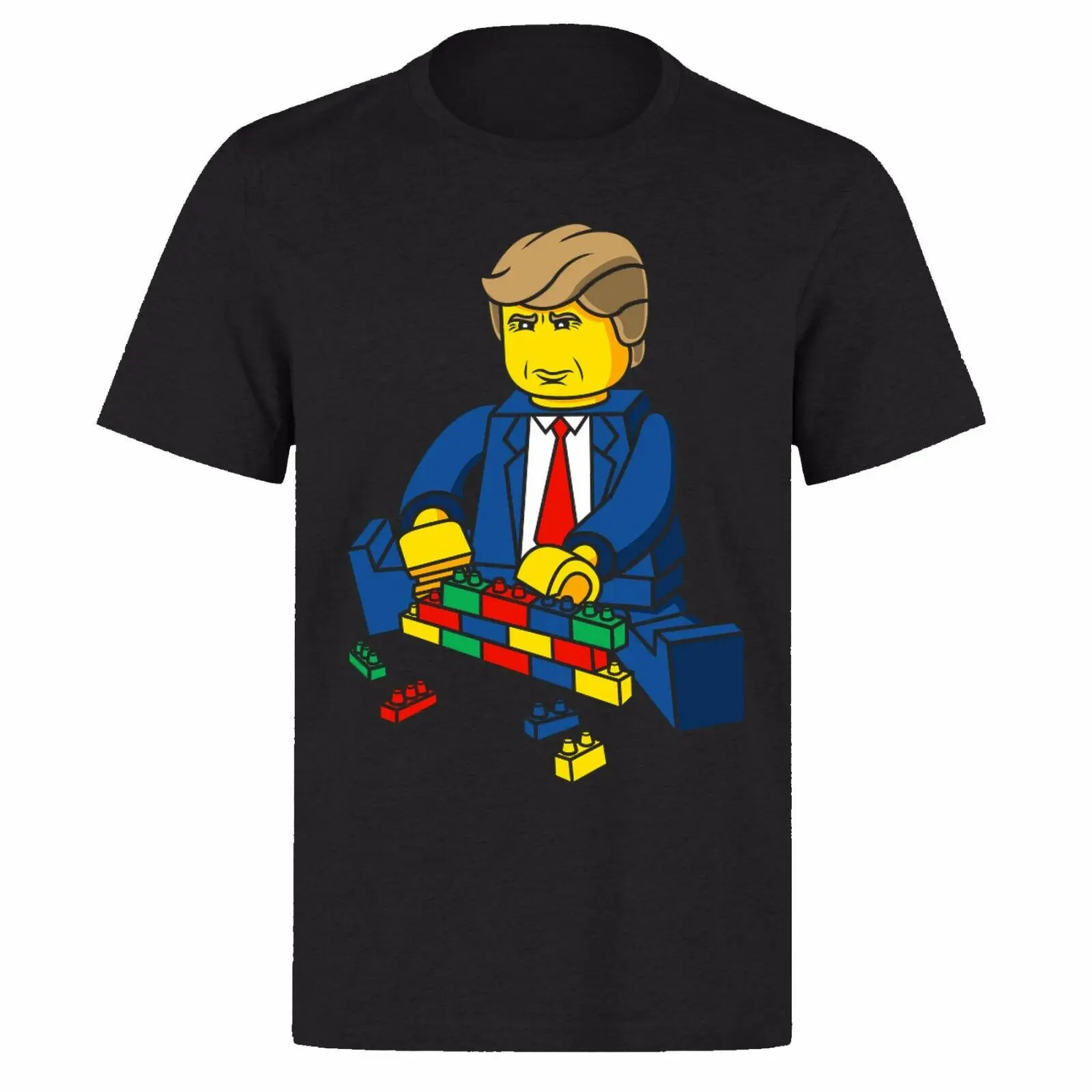 LEGO TRUMP LETS BUILD A WALL PRESIDENT Дональд Трамп унисекс черная футболка PH50| |