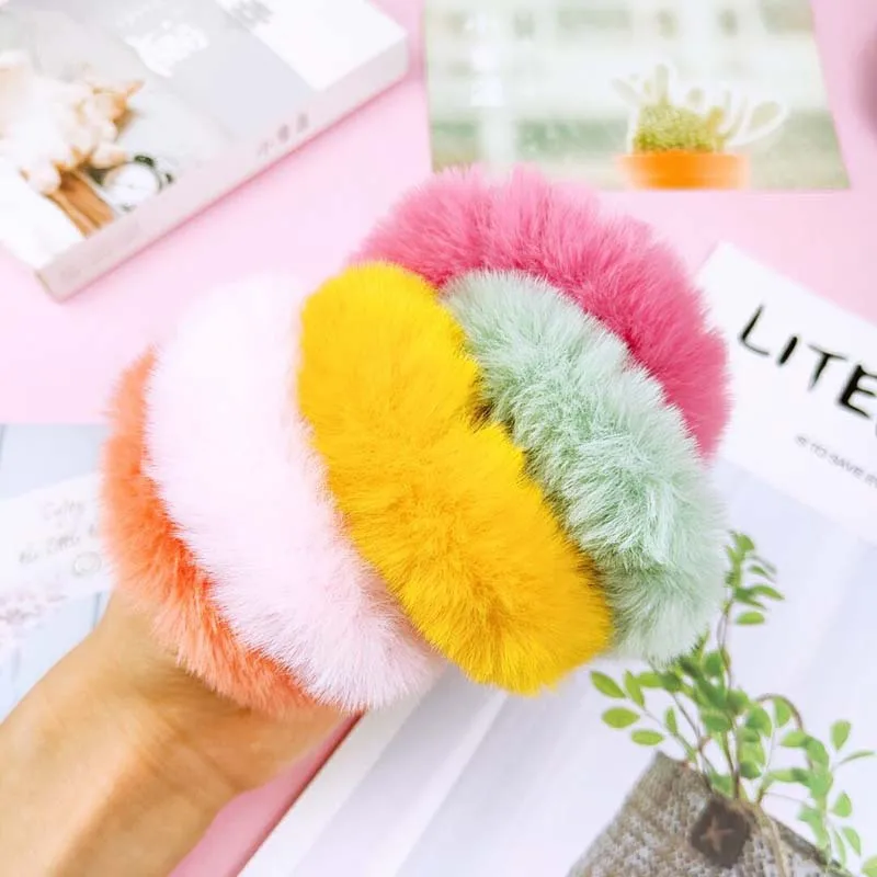 US $155.00 200pcslot DIY Simple Multi Rabbit Fur Candy Colore Hair Bands Elasticity Seamless Hair Donut Styling Tools Accessories HA1465