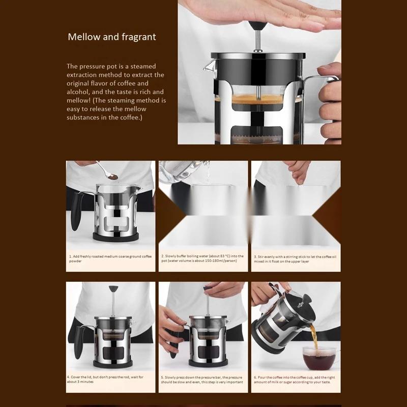 Kopen Jmh Franse Druk Roestvrij Staal Koffie Pot Maker Glas Thee Pot Met Theezeefje Filter Waterkoker Theepotten Koffie