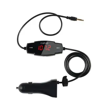 

CATUO FM Transmitter Car Kit Radio Modulator for Car with 3.5mm Aux Plug and 5V/2.4A USB Car Charger Easy to Use Black