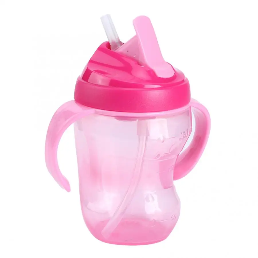 260 мл детская чашка с двойной ручкой, чашка-непроливайка, обучающая питьевая вода, детская бутылочка для кормления, тренировочная соломенная чашка для детей