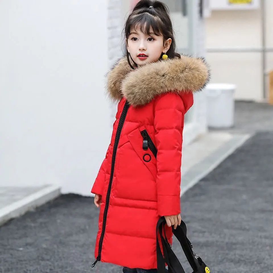 para Russo Jaqueta de Inverno para a Menina para Baixo Parkas Crianças Moda Adolescente Outerwear Inverno Engrossar Cabolsa Preto - Rosa Vermelho 2022 9 Para russo jaqueta de inverno para a