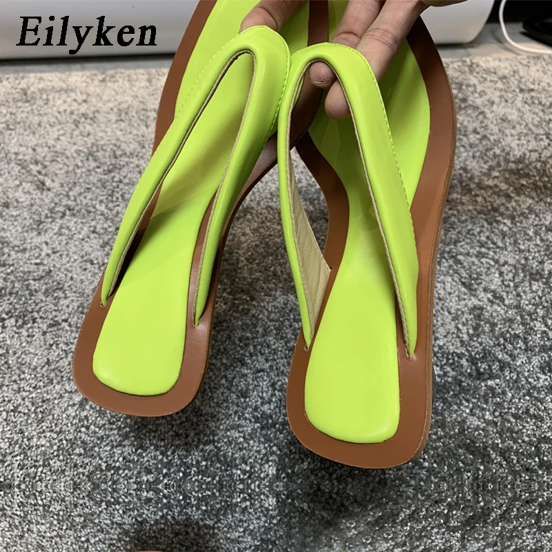 Eilyken/Коллекция 2021 года Летние вьетнамки Прозрачные шлепанцы на среднем каблуке