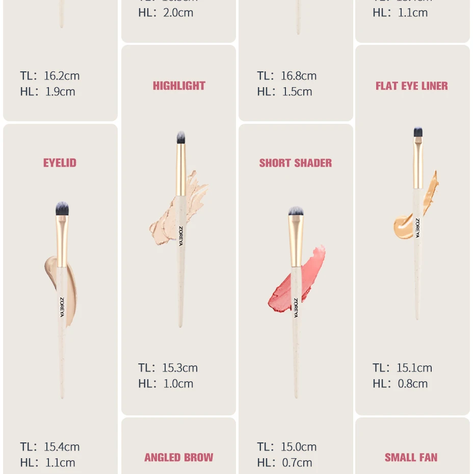 ZOREYA бежевый 16 шт. кисти для макияжа Высокое качество набор кистей для макияжа пудра угловой контур маленький веер инструмент для красоты