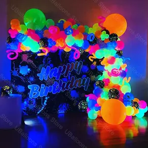 Blacklight Neon Party Supplies Glow in the Dark Neon Streamers Garland  Fluorescent Balloon UV Tape for Blacklight Party Decor