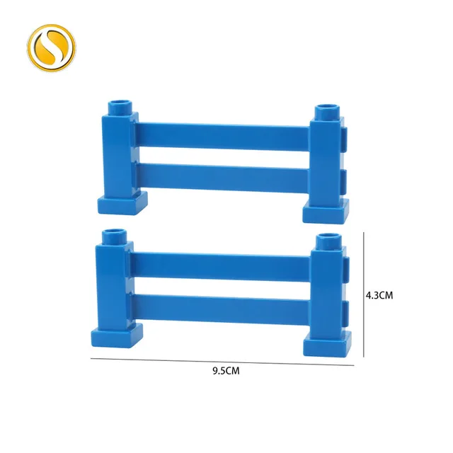 Big Building Block City Farm Architecture Accessories Fence Pillar Bridge Ladder Compatible Big Brick DIY Toys For Children Gift Square fence-blue