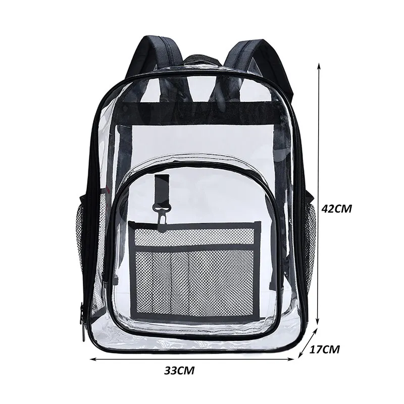 Aosbos PVC Waterproof Transparent School Bag See Through Backpacks High Quality Large Capacity Backpack Solid Clear Backpack