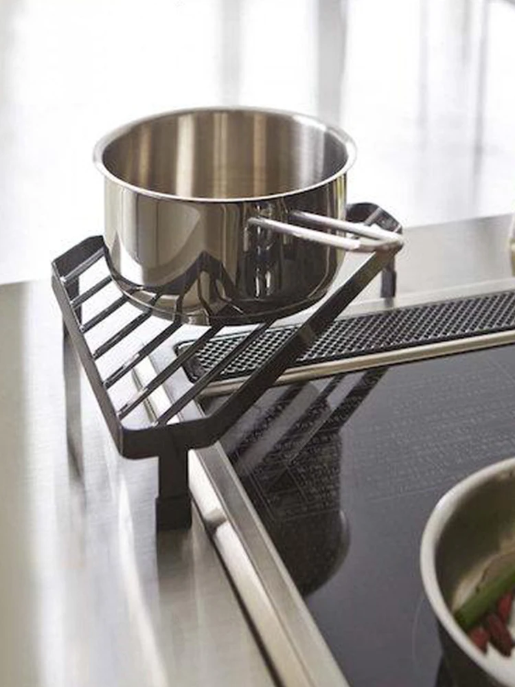 Kitchen triangle pot rack shelf floor corner dish cover storage stove
