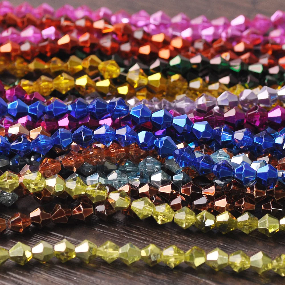 100pcs 3mm Charms Bicone Faceted Crystal Glass Loose Spacer Beads Jewelry Making 