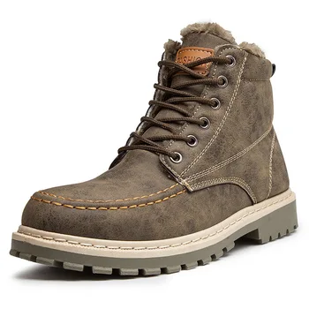 

2020 Winter Shoes Men Boots Thick Sole Warm Plush Cold Winter Mens Ankle Boots Fashion Male Winter Footwear Cotton Shoes KA3051