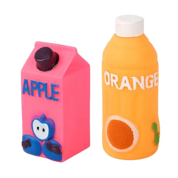 

Squeak Dog Toys Simulation Milk Bottle Bite Resistance Sound Vocal Pet Toy Orange Apple Juice Cute Toy For Small Puppy Dogs Pets