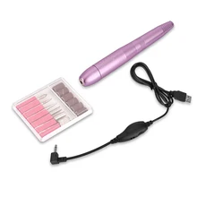 19000 об/мин USB Электрический Маникюрный Фрезер для ногтей, сверлильный 110-240 V 50/60Hz ногтевой инструментный низкая Шум с 6 шлифовальных головок+ 6 сверл