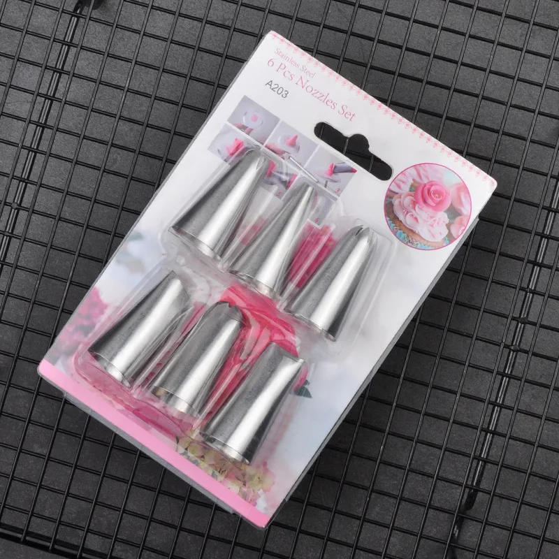 Ckot Baking Tool Small Decorating Nozzle Set 6 Floral Headdress Mouth
