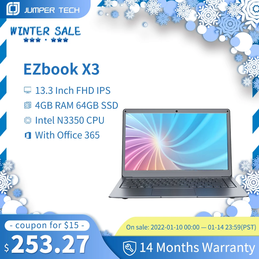Jumper EZbook X3 ноутбук экран 13 3 дюймов 4 Гб + 64 ГБ | Компьютеры и офис
