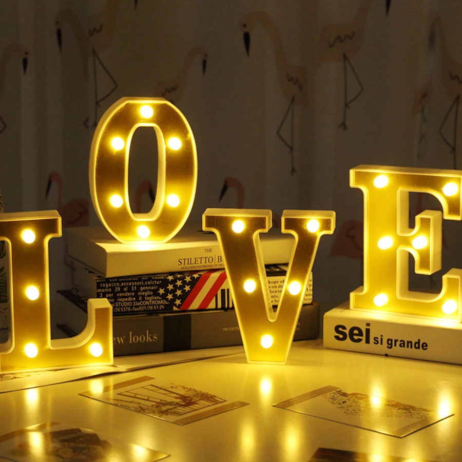 16 cm A-Z Letters LED Letters Night Light Glowing Letters Indoor Romantic Opening Decoration Lights Wedding Valentine's Day Gift