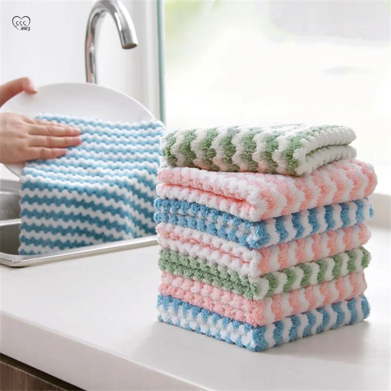 

Kitchen Thick Wave Cleaning Cloth Wipe Tablecloth Wipe Towel Household Water-absorbent Dish Towels Bathroom Accessories