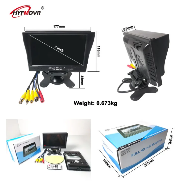 HYFMDVR Factory wholesale AHD car backup system DVR 7-inch LCD monitor truck passenger cars