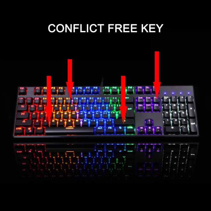 USB Проводная игровая механическая клавиатура RGB подсветка 104 ключи против ореолов UY8