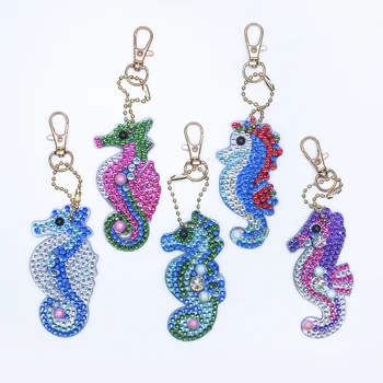 

5Pcs Dolphin Shape Key Chains 5D DIY Diamond Painting Keychains Special Shape Full Drill Diamond Embroidery Keyring Gift