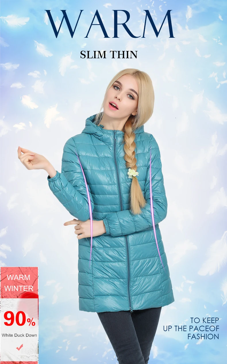 7xl зимний Сверхлегкий 90% белый утиный пух пальто для женщин перо Верхняя одежда Тонкий с капюшоном длинный пуховик парка теплые пальто гусиное перо