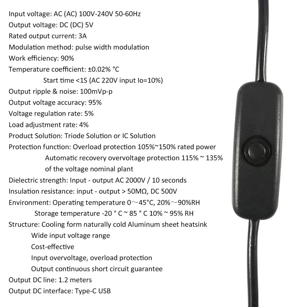 5 в 3 А тип-c USB AC/DC настенное зарядное устройство адаптер питания шнур для Raspberry Pi 4 Модель B адаптер питания с переключателем