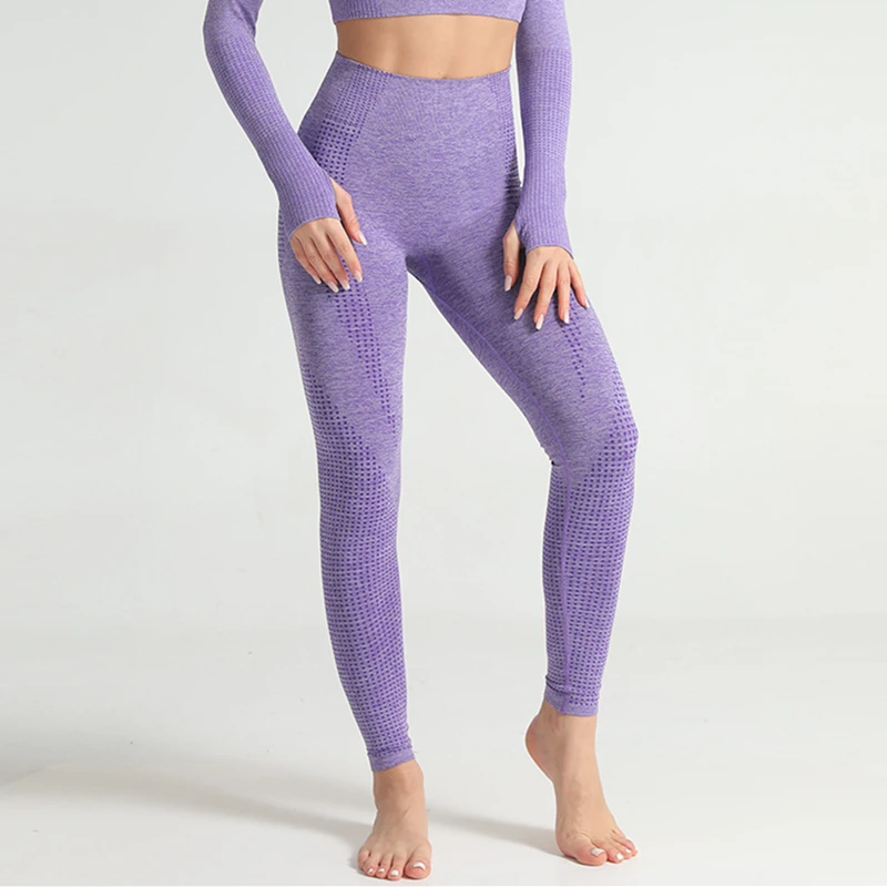 9149 purple legging 2 шт./компл. спортивный костюм женские бесшовные Йога Комплект Высокая Талия тренажерный зал Эластичный бег Фитнес тренировки Костюмы - Цвет: 9149 purple legging