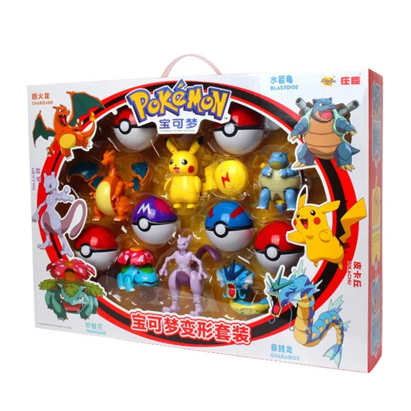Poke Ball Toys-Set Pikachu Action-Figure Model-Charmander Gift Anime Christmas Halloween